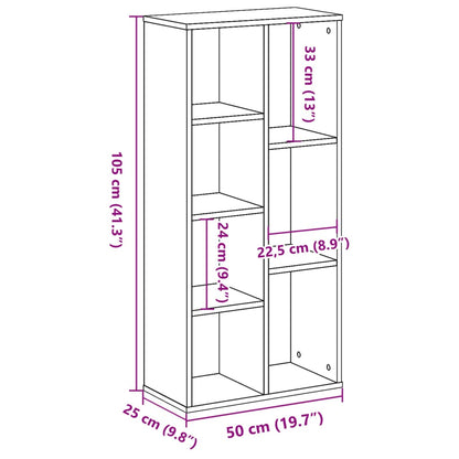 Kirjahylly ruskea tammi 50x25x105 cm