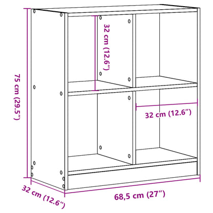 Kirjahylly betonin harmaa 68,5x32x75 cm