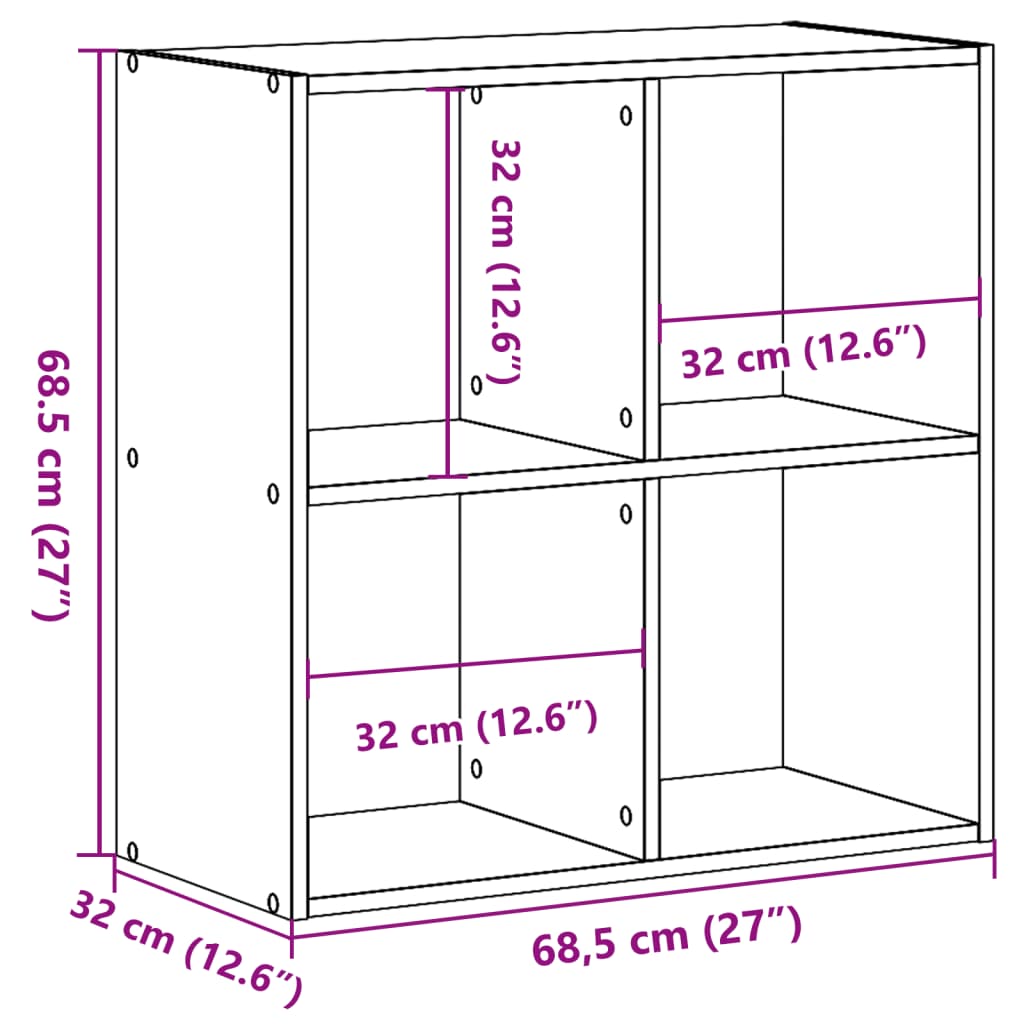 Valkoinen kirjahylly 68,5x32x68,5 cm