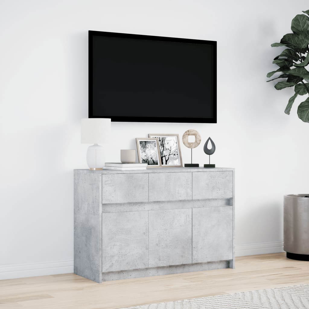 TV-möbel betonggrå TV-bänk med LED 91x34x61 cm