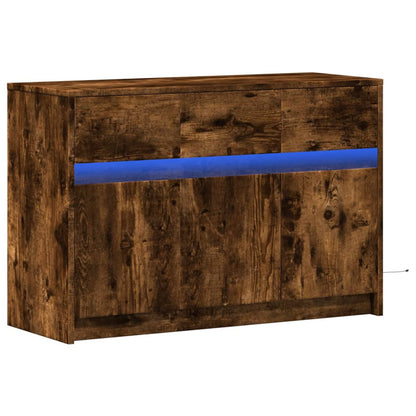 TV-möbel rökfärgad ek TV-bänk med LED 91x34x61 cm