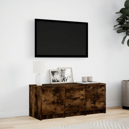 TV-möbel rökfärgad ek TV-bänk med LED 97x34x40 cm