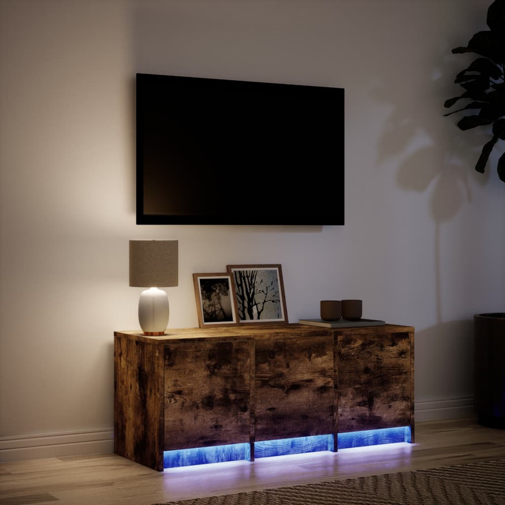 TV-möbel rökfärgad ek TV-bänk med LED 97x34x40 cm