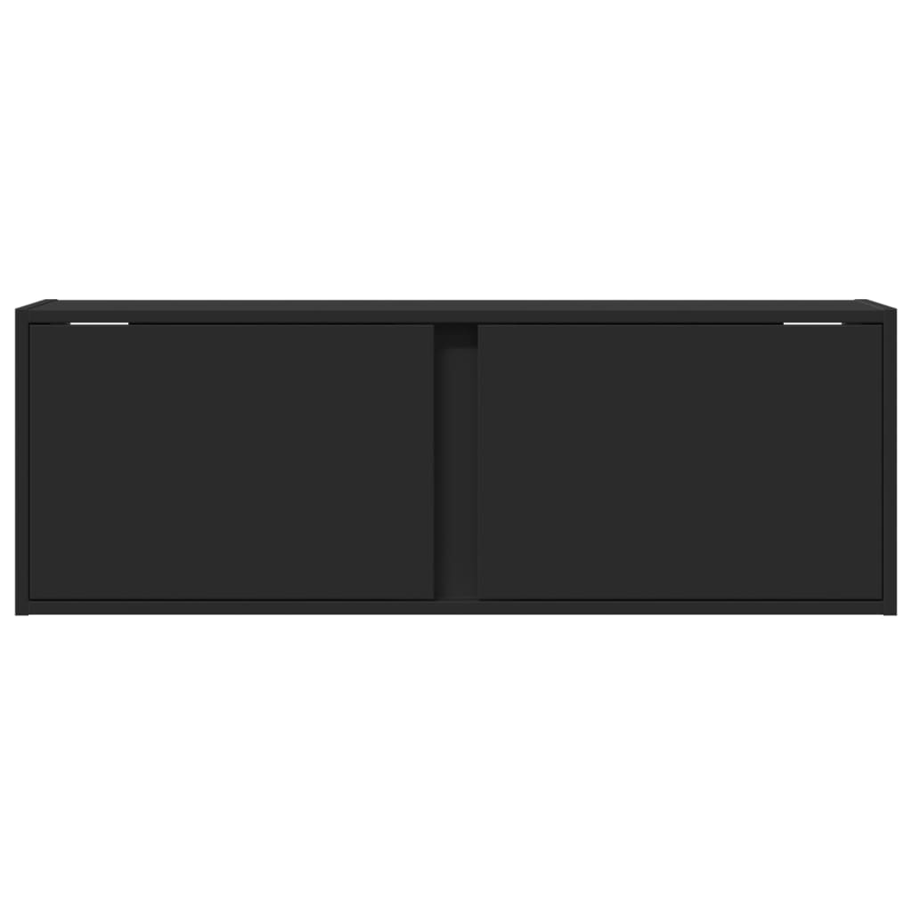 TV-möbel svart 100x31x35 cm Väggmonterad TV-bänk LED