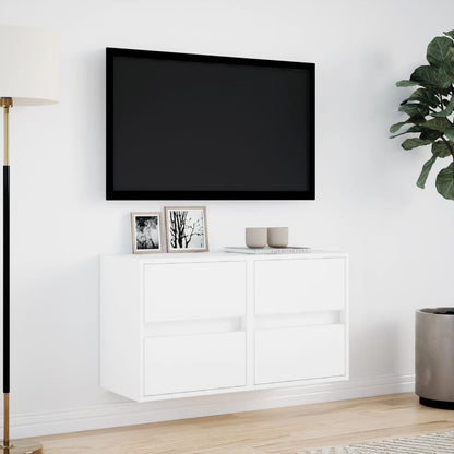 TV-möbel vit 41x31x45 cm Väggmonterad TV-bänk LED 2 st