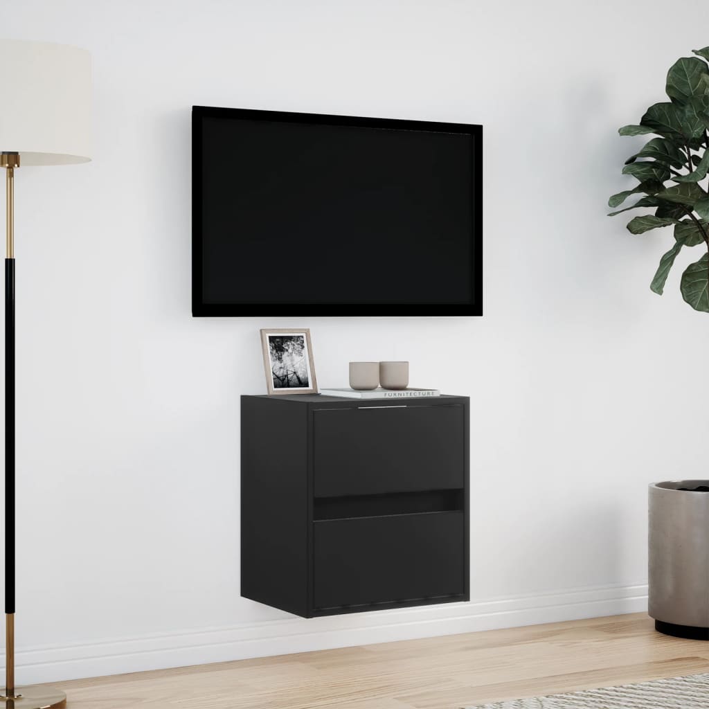 TV-möbel svart 41x31x45 cm Väggmonterad TV-bänk LED