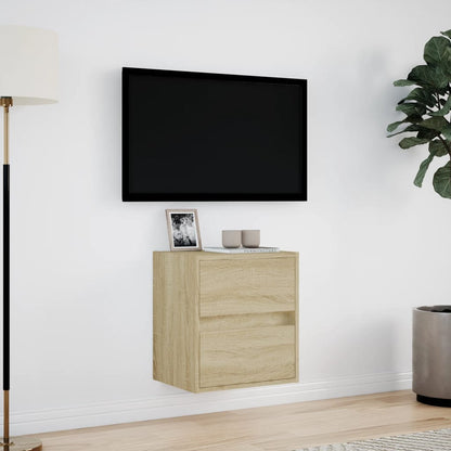 TV-möbel sonoma ek 41x31x45 cm Väggmonterad TV-bänk LED