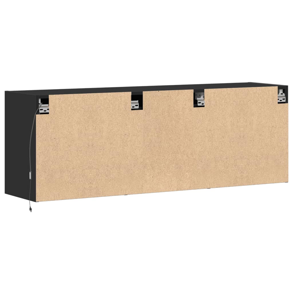 TV-möbel svart 130x31x45 cm Väggmonterad TV-bänk LED