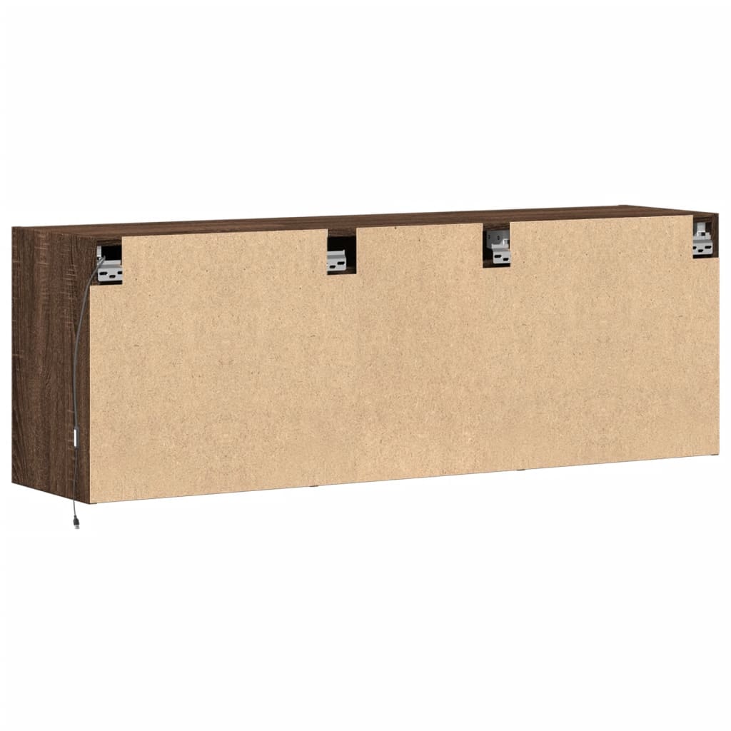 TV-möbel brun ek 130x31x45 cm Väggmonterad TV-bänk LED