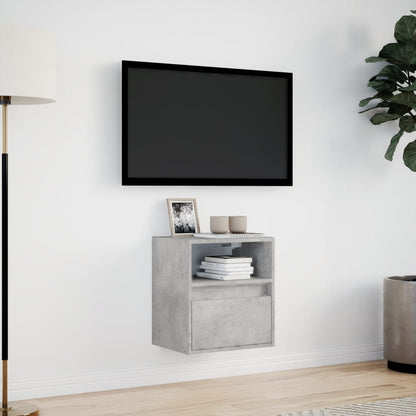 TV-möbel betonggrå 41x31x45 cm Väggmonterad TV-bänk LED