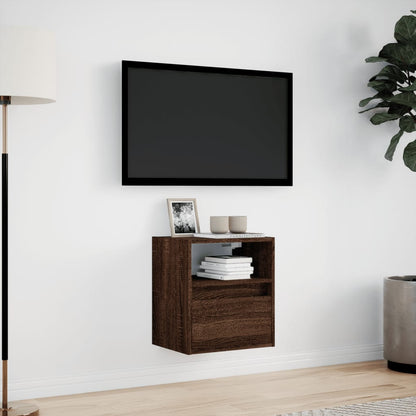 TV-möbel brun ek 41x31x45 cm Väggmonterad TV-bänk LED