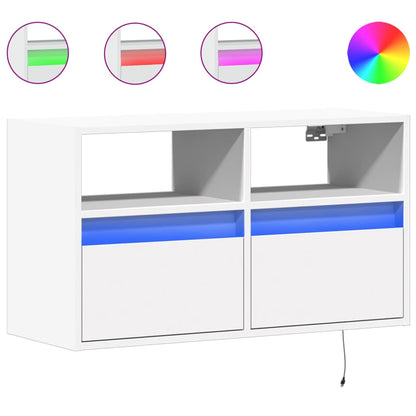 TV-möbel vit 80x31x45 cm Väggmonterad TV-bänk LED