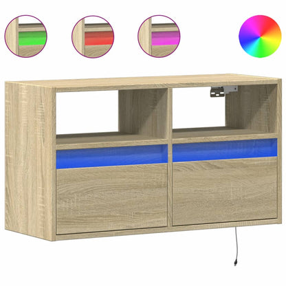 TV-möbel sonoma ek 80x31x45 cm Väggmonterad TV-bänk LED