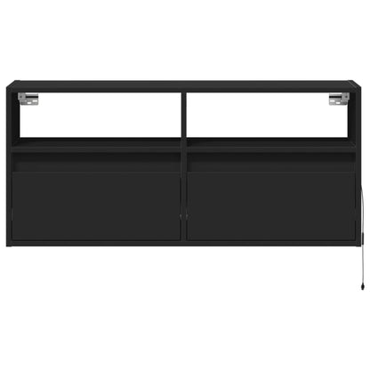 TV-möbel svart 100x31x45 cm Väggmonterad TV-bänk LED