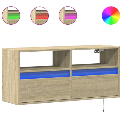 TV-möbel sonoma ek 100x31x45 cm Väggmonterad TV-bänk LED