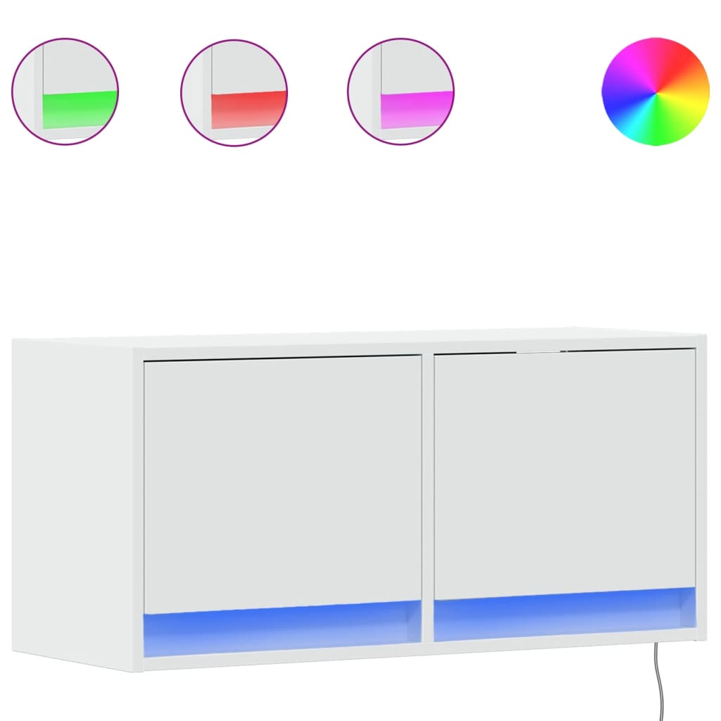 TV-möbel vit 80x31x35 cm Väggmonterad TV-bänk LED