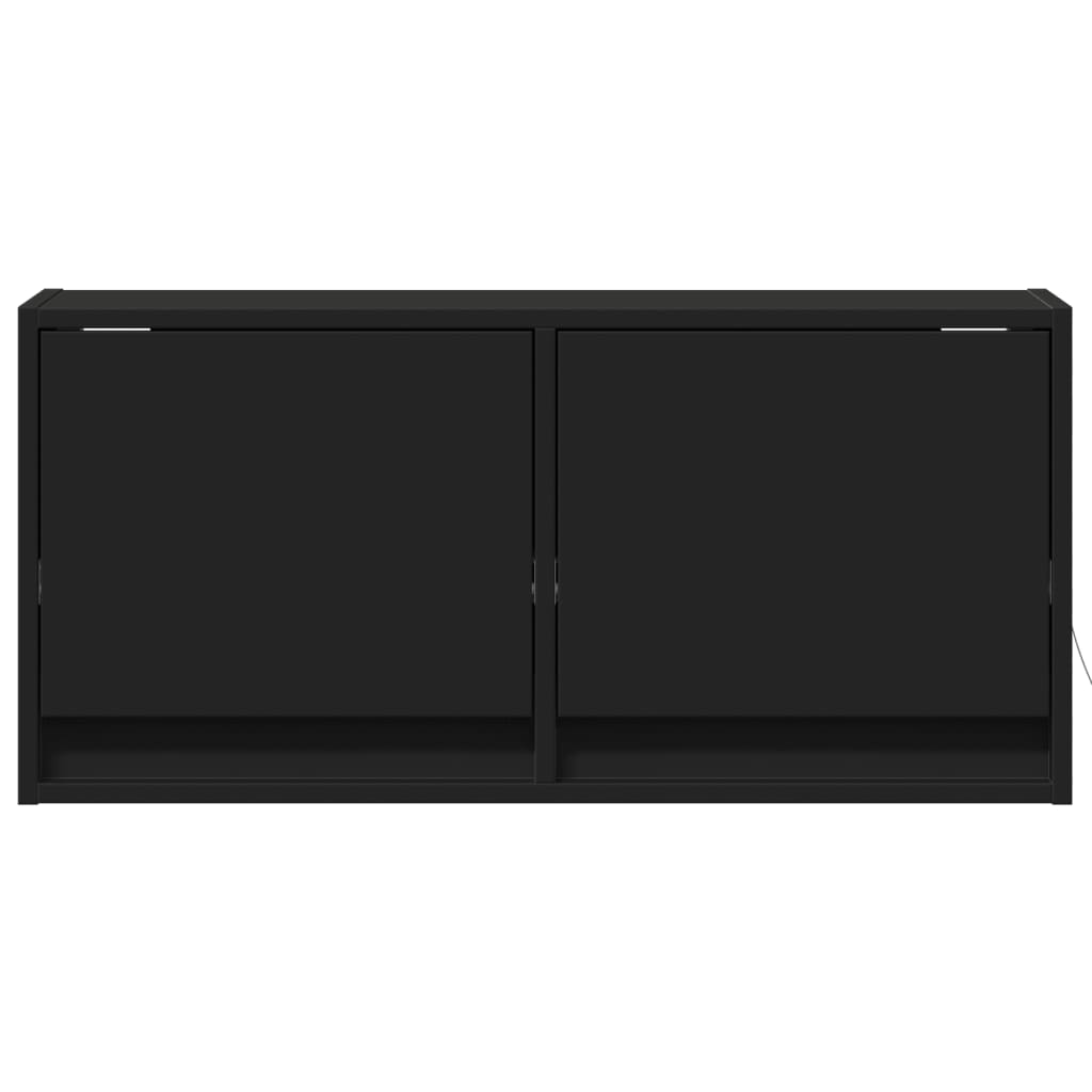 TV-möbel svart 80x31x35 cm Väggmonterad TV-bänk LED