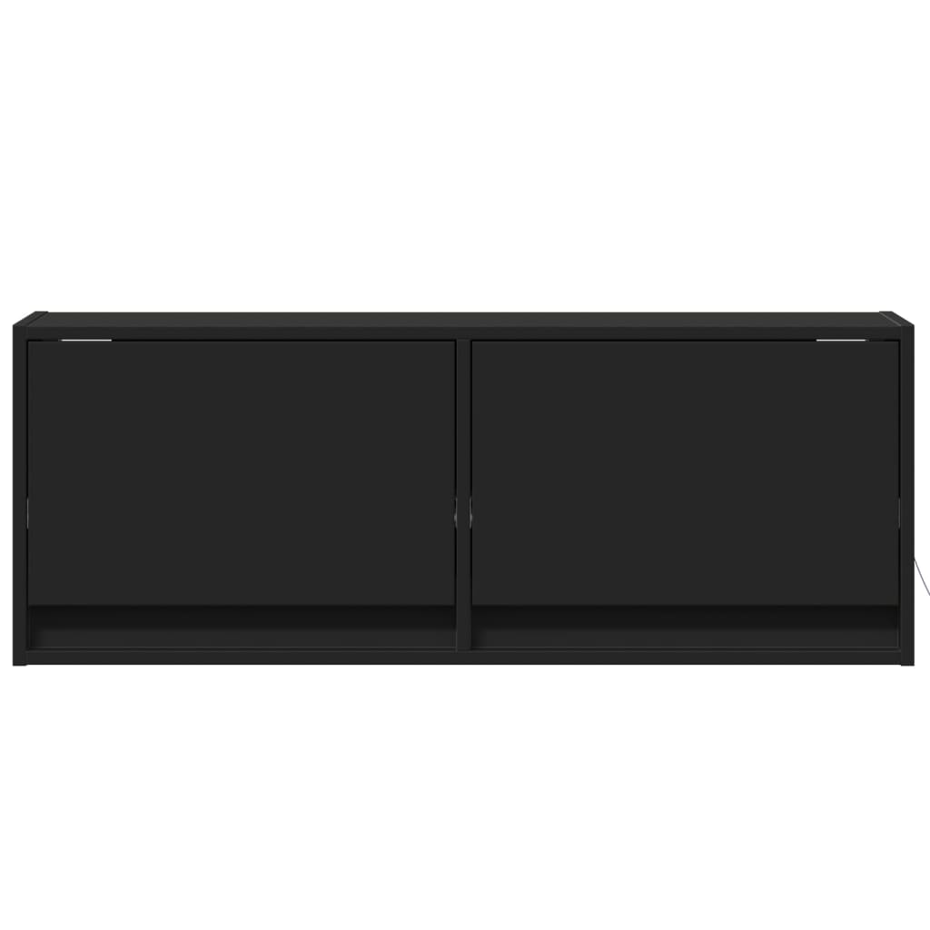 TV-möbel svart 100x31x35 cm Väggmonterad TV-bänk LED