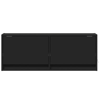 TV-möbel svart 100x31x35 cm Väggmonterad TV-bänk LED