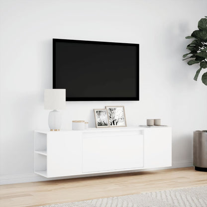 TV-möbel vit 135x31x39,5 cm Väggmonterad TV-bänk LED