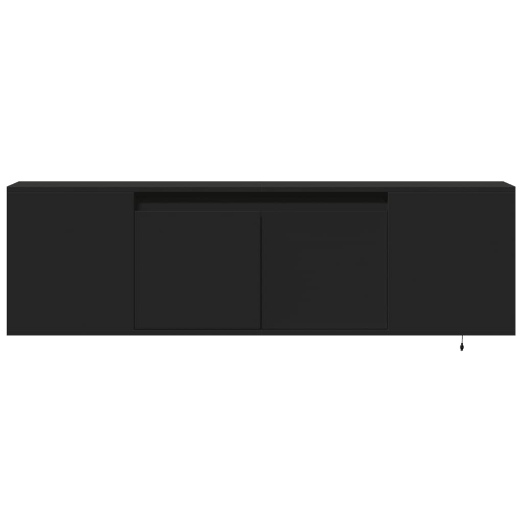 TV-möbel svart 135x31x39,5 cm Väggmonterad TV-bänk LED