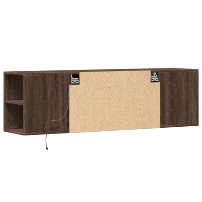 TV-möbel brun ek 135x31x39,5 cm Väggmonterad TV-bänk LED