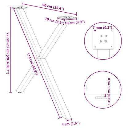 Matbordsben X-formad 2 st vit 90x(72-73) cm stål