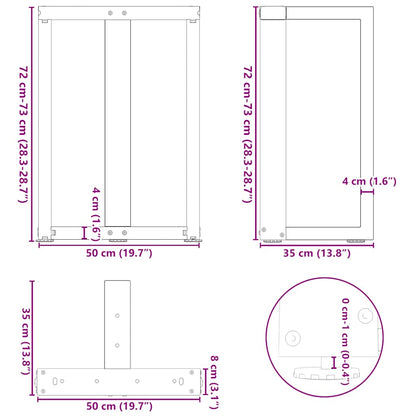 Matbordsben T-formad 2 st antracit 50x35x(72-73) cm stål