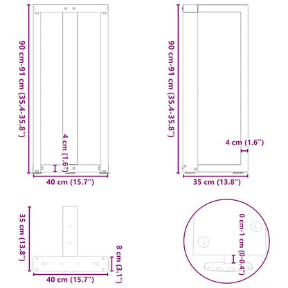 Barbordsben T-formad 2 st antracit 40x35x(91-92) cm stål