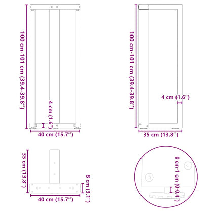 Barbordsben T-formad 2 st antracit 40x35x(101-102) cm stål