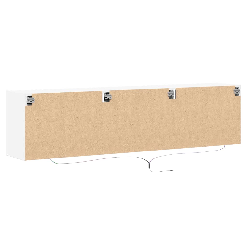 TV-möbel vit 180x31x45 cm Väggmonterad TV-bänk LED