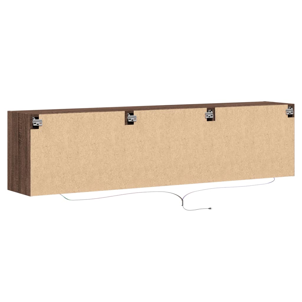 TV-möbel brun ek 180x31x45 cm Väggmonterad TV-bänk LED