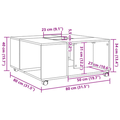 Soffbord brun ek 80x80x40 cm