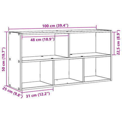 Seinähylly ruskea tammi 100x25x50 cm