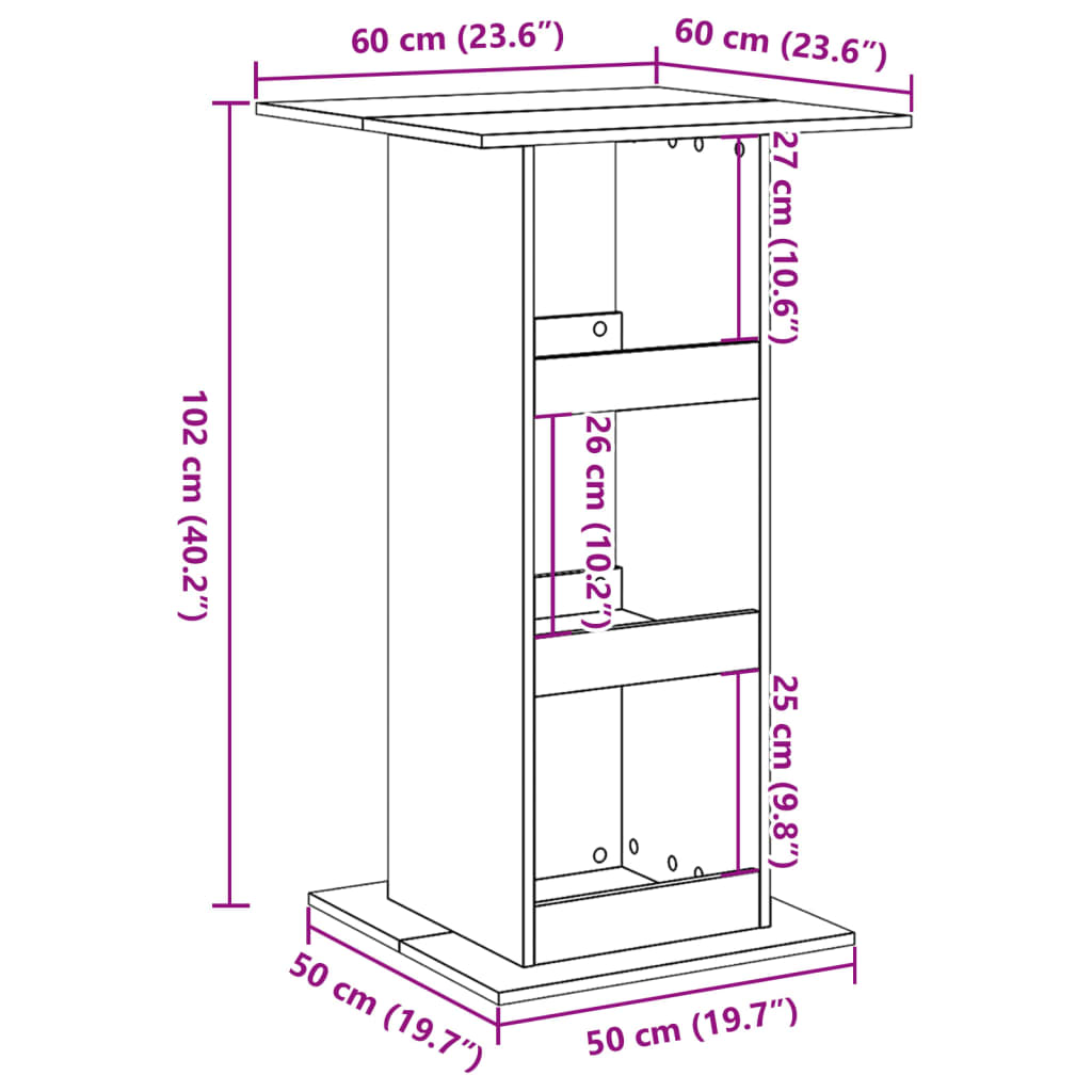 Barbord bistrobord sonoma ek med förvaring 60x60x102 cm