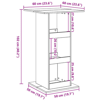 Barbord bistrobord brun ek med förvaring 60x60x102 cm