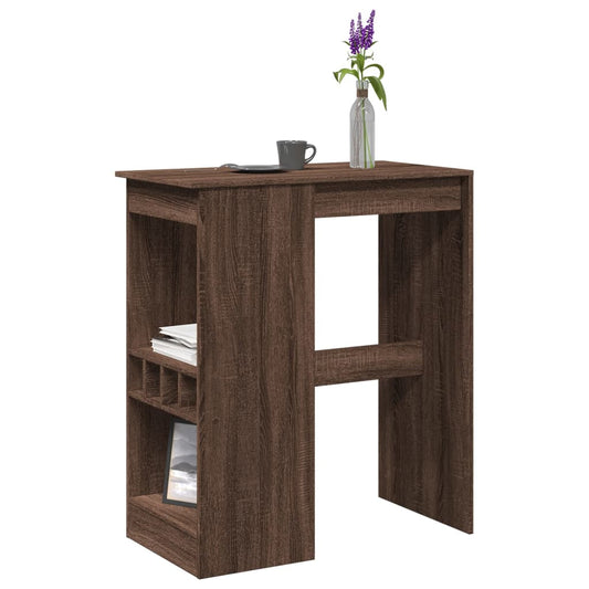 Barbord bistrobord brun ek med hyllor 90x47,5x103,5 cm