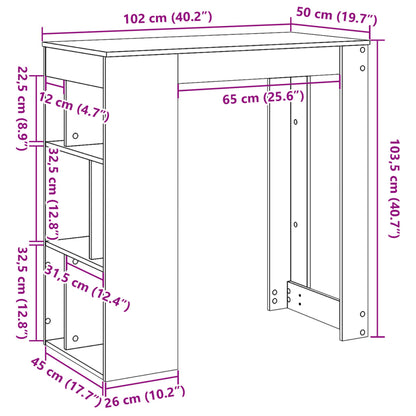 Barbord bistrobord vit med ställ 102x50x103,5 cm