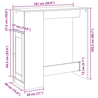 Barbord bistrobord vit med ställ 101x40x103,5 cm