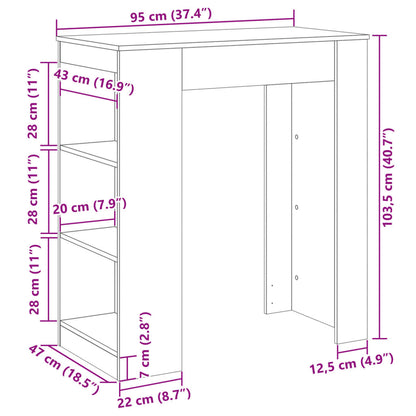 Barbord bistrobord vit med ställ 95x47x103,5 cm