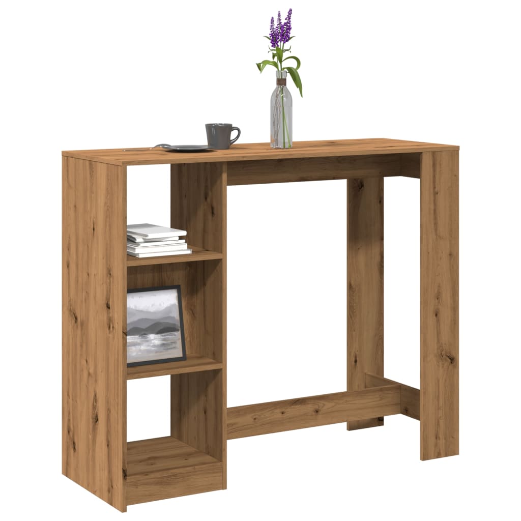 Barbord bistrobord ek med hylla 124x46x103,5 cm