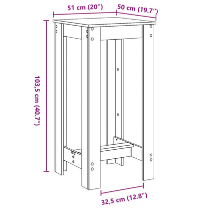 Barbord vit 51x50x103,5 cm