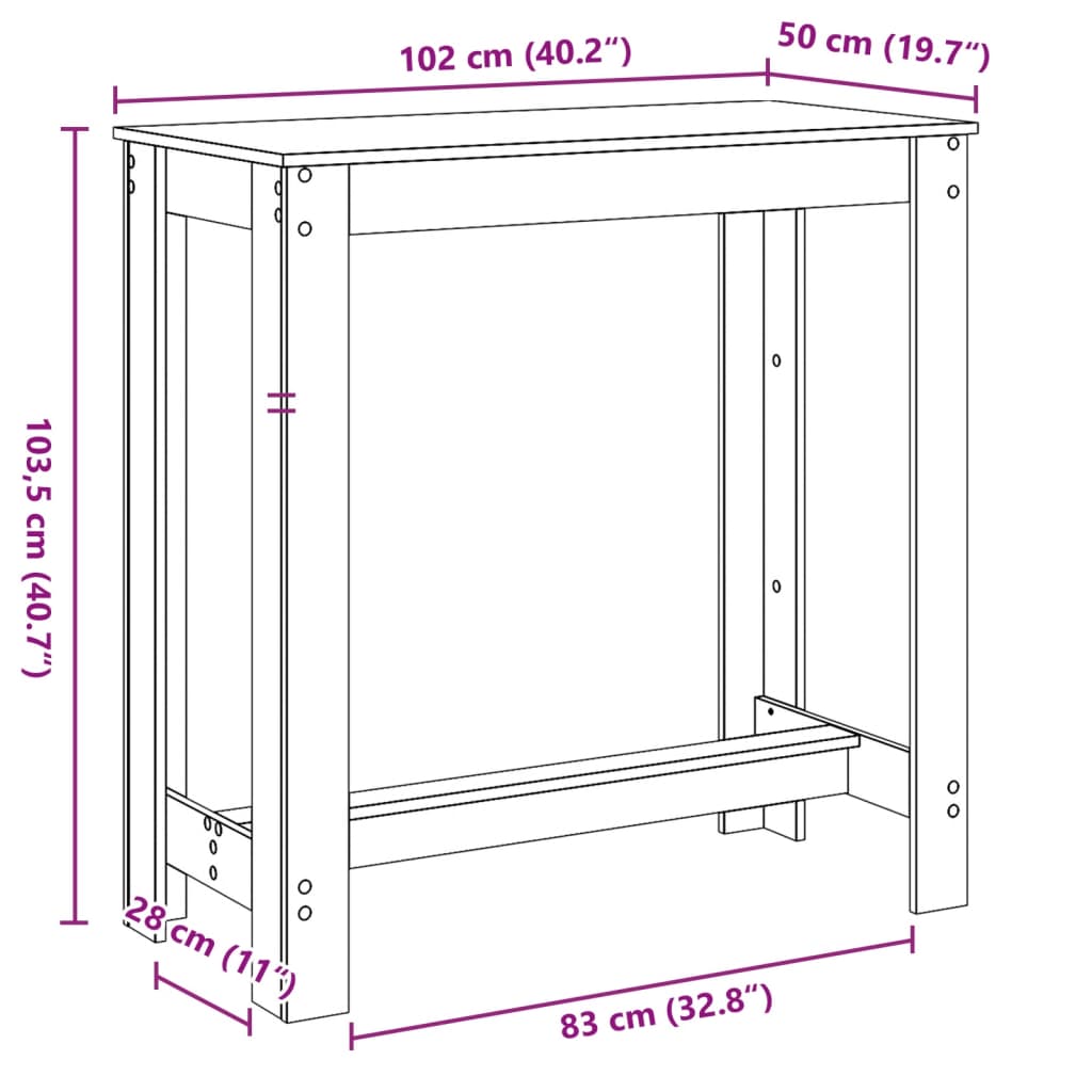 Barbord svart 102x50x103,5 cm