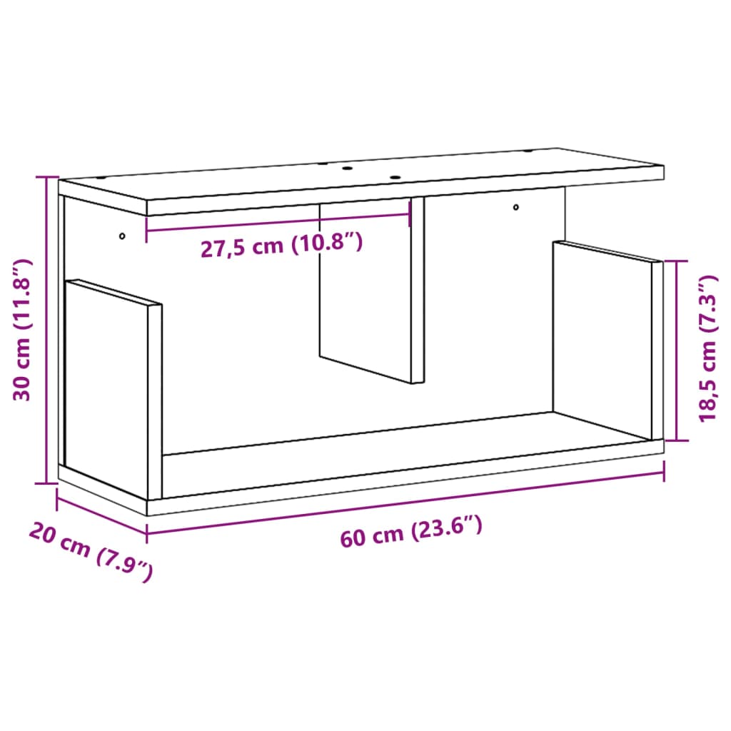 Seinäkaappi 60x20x30 cm musta