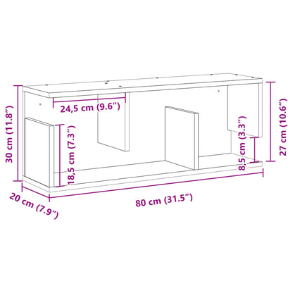 Seinäkaappi 80x20x30 cm betonin harmaa