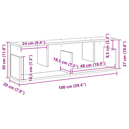 Seinäkaappi 100x20x30 cm betonin harmaa