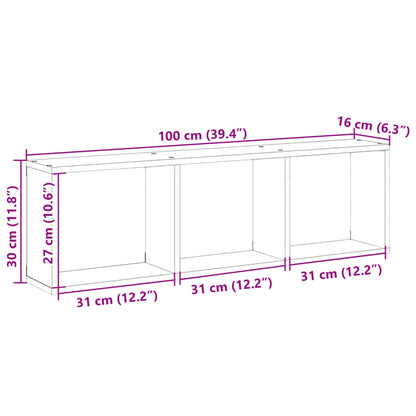 Seinäkaappi 100x16x30 cm betonin harmaa