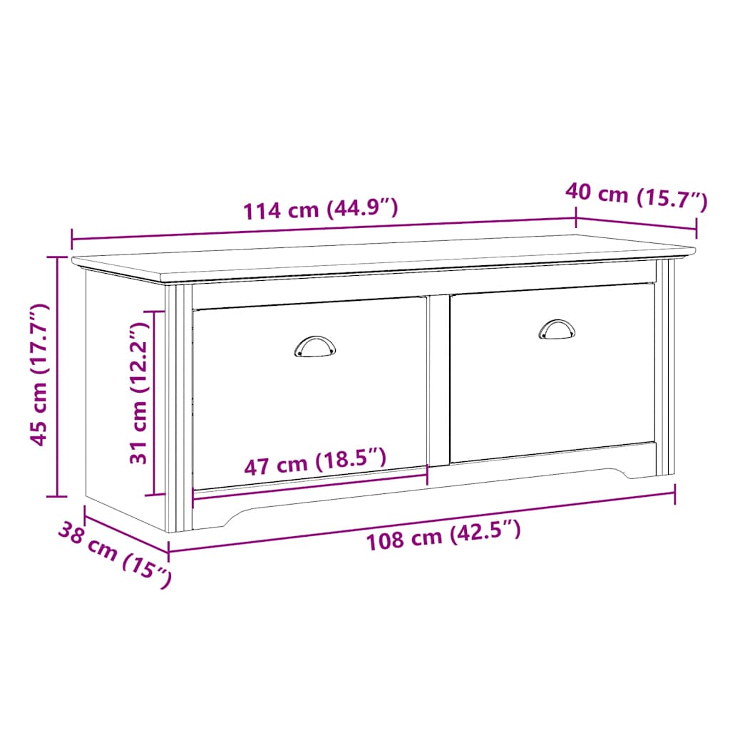 Hallbänk BODO vit 114x40x45 cm