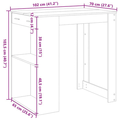 Barbord vit 102x70x103,5 cm