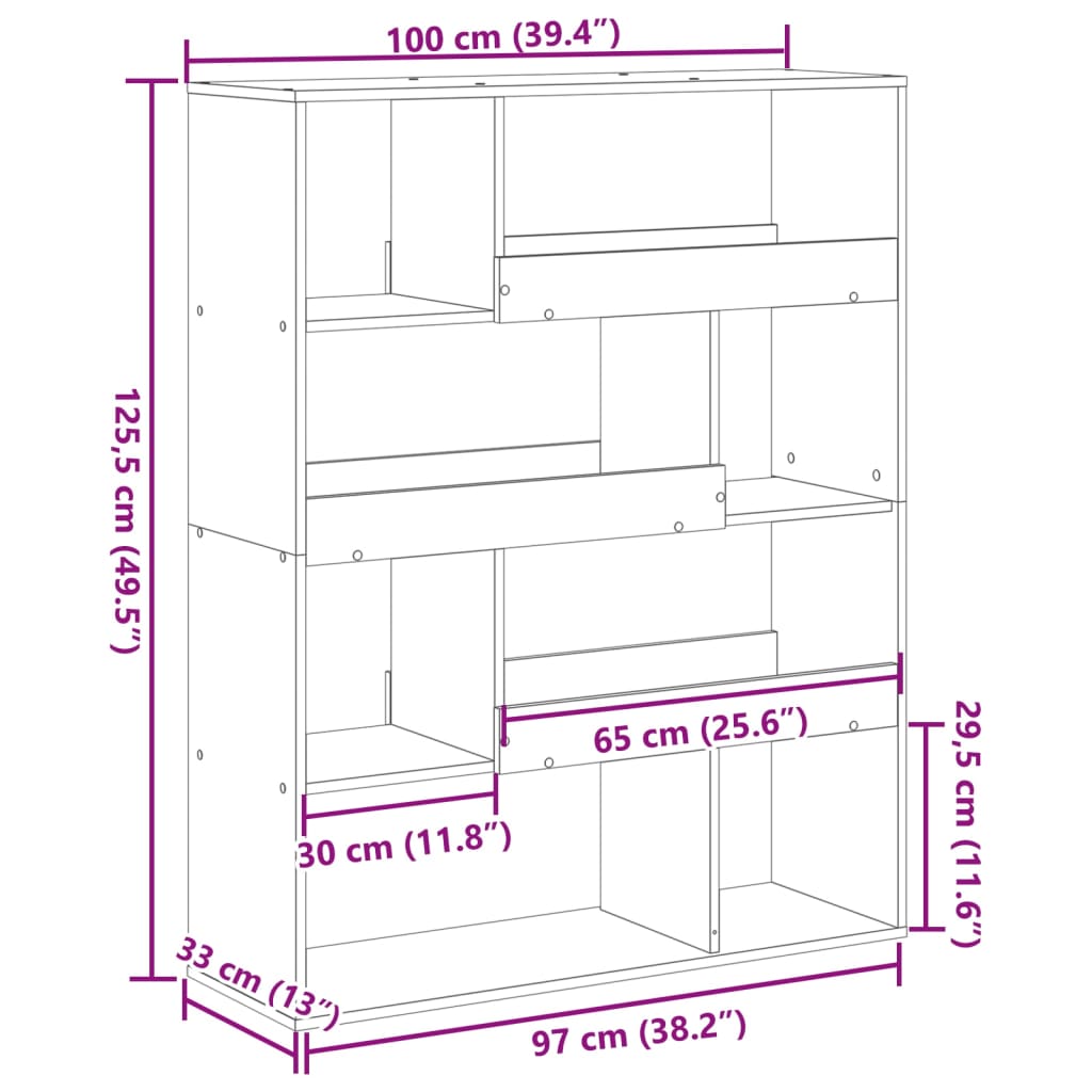 Valkoinen kirjahylly 100x33x125,5 cm